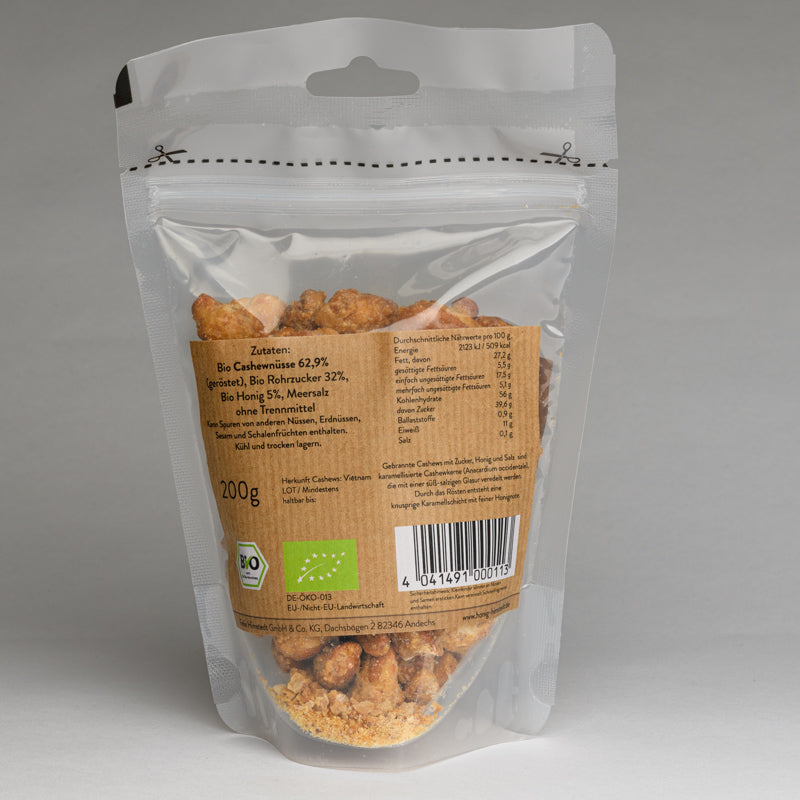 Bio Cashews kandiert mit Honig und Meersalz