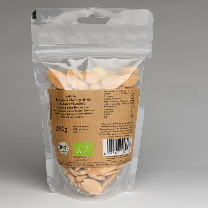 Bio Mandeln blanchiert geröstet und gesalzen