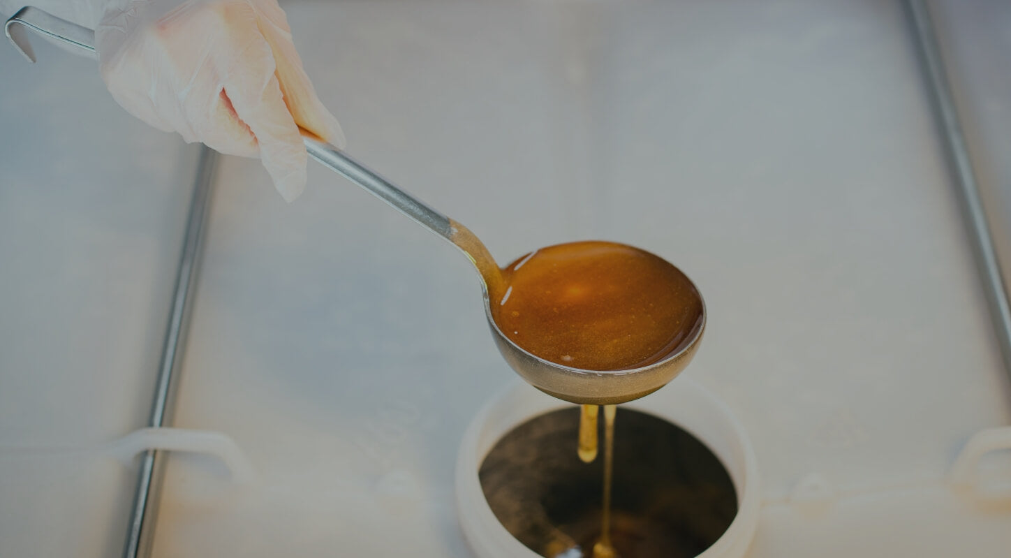 Entnahme einer Honigprobe für die Qualitätssicherung unserer Lebensmittel zur  Einhaltung unserer hohen Standards. 