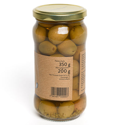 Bio Oliven Hojiblanca mit Knoblauch und Oregano
