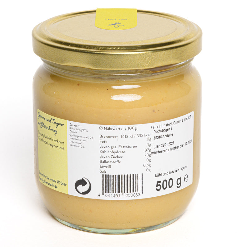 Zitrone und Ingwer in Blütenhonig 500g